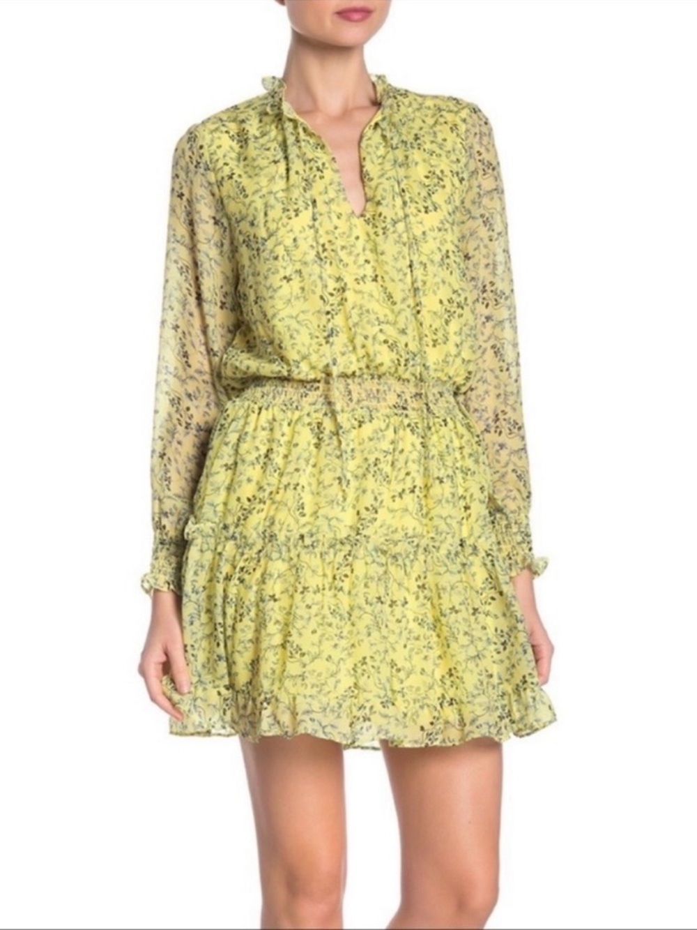 NSR Yellow Floral Ruffled Mini
Dress - Picture 7 of 8